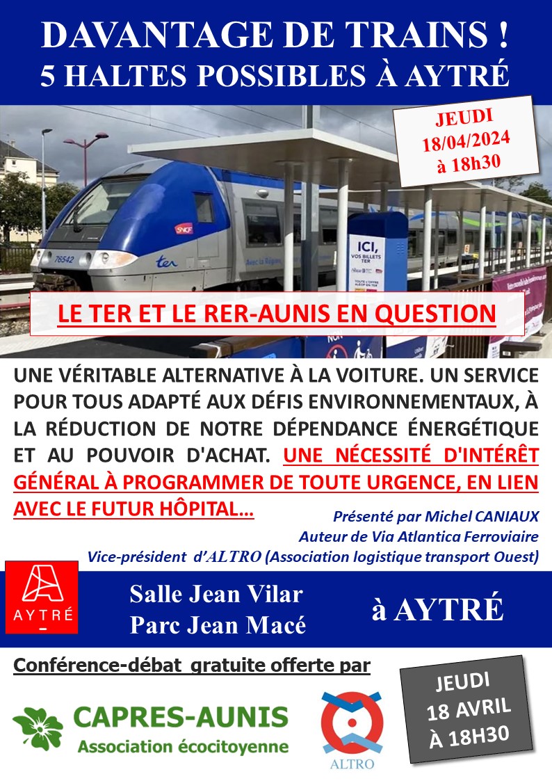 Jeudi 18/04/2024 – Davantage de trains – 5 haltes possibles à&nbsp;Aytré